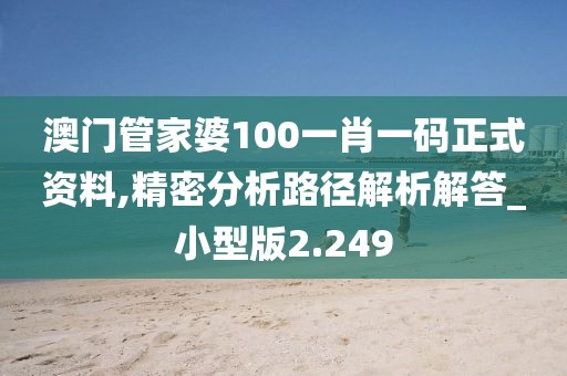 澳门管家婆100一肖一码正式资料,精密分析路径解析解答_小型版2.249