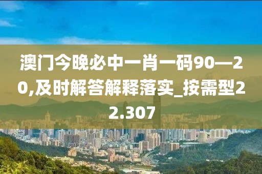 澳门今晚必中一肖一码90—20,及时解答解释落实_按需型22.307