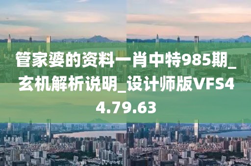 管家婆的资料一肖中特985期_玄机解析说明_设计师版VFS44.79.63