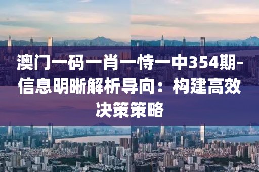 澳门一码一肖一恃一中354期-信息明晰解析导向：构建高效决策策略