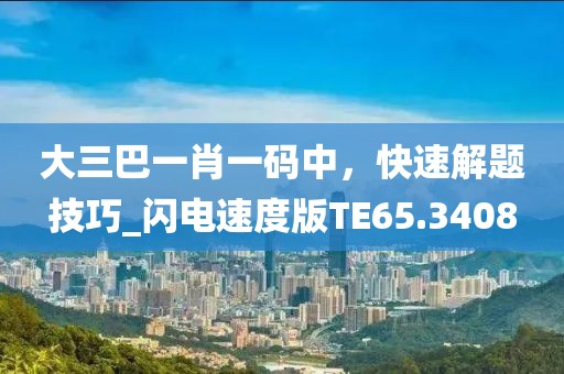 大三巴一肖一码中，快速解题技巧_闪电速度版TE65.3408