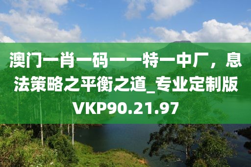 澳门一肖一码一一特一中厂，息法策略之平衡之道_专业定制版VKP90.21.97