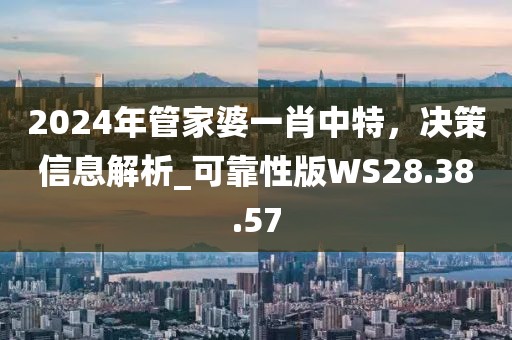 2024年管家婆一肖中特，决策信息解析_可靠性版WS28.38.57