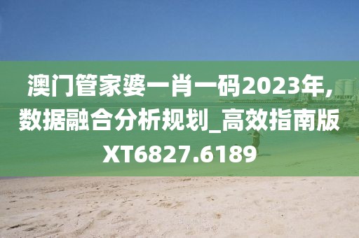 澳门管家婆一肖一码2023年,数据融合分析规划_高效指南版XT6827.6189