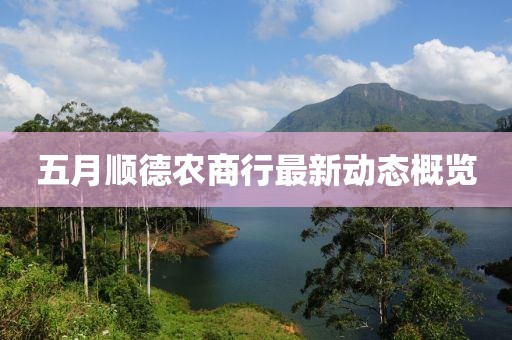 五月顺德农商行最新动态概览