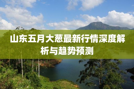 山东五月大葱最新行情深度解析与趋势预测