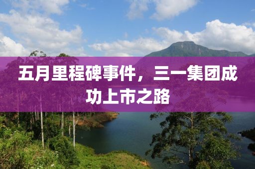 五月里程碑事件，三一集团成功上市之路
