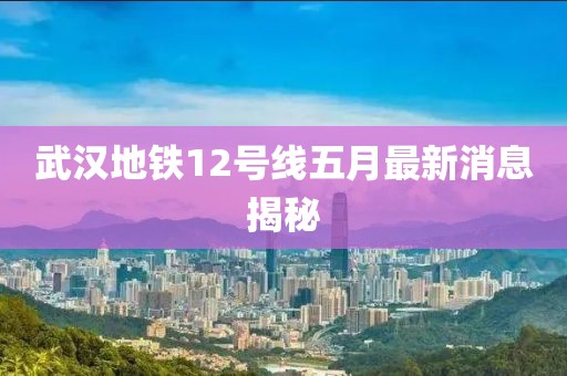 武汉地铁12号线五月最新消息揭秘