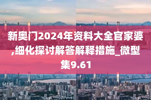 新奥门2024年资料大全官家婆,细化探讨解答解释措施_微型集9.61