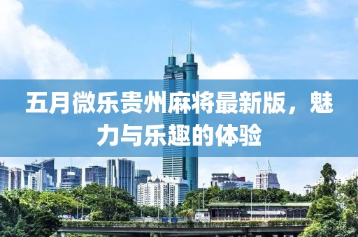 五月微乐贵州麻将最新版，魅力与乐趣的体验