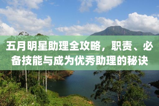 五月明星助理全攻略，职责、必备技能与成为优秀助理的秘诀